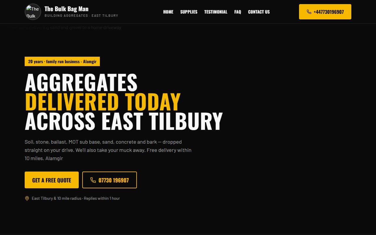 The Bulk Bag Man — homepage screenshot